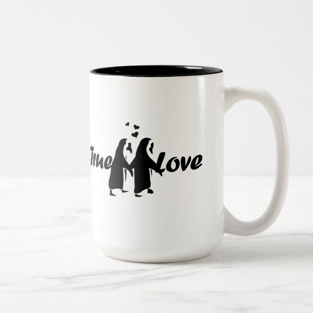 True Love (Penguin) Two-Tone Coffee Mug (Right)