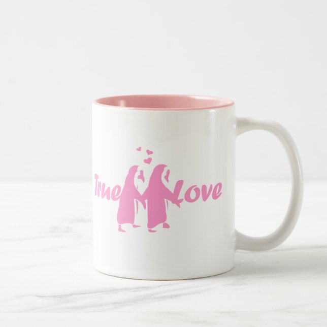 True Love (Penguin) Two-Tone Coffee Mug (Right)