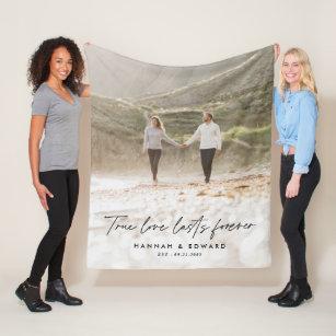 True Love photo modern minimal personalised gift F Fleece Blanket