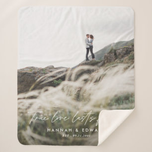 True Love photo modern minimal personalised gift F Sherpa Blanket