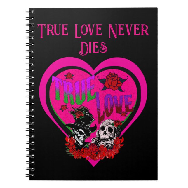 True Love Pink Skull Couple Custom Notebook (Front)