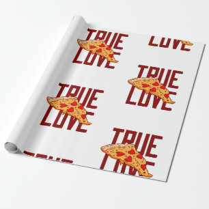 true love pizza heart valentine wrapping paper