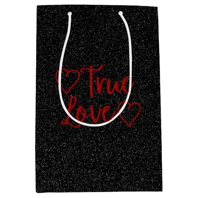 True Love Red Glitter Valentine's Medium Gift Bag (Front)