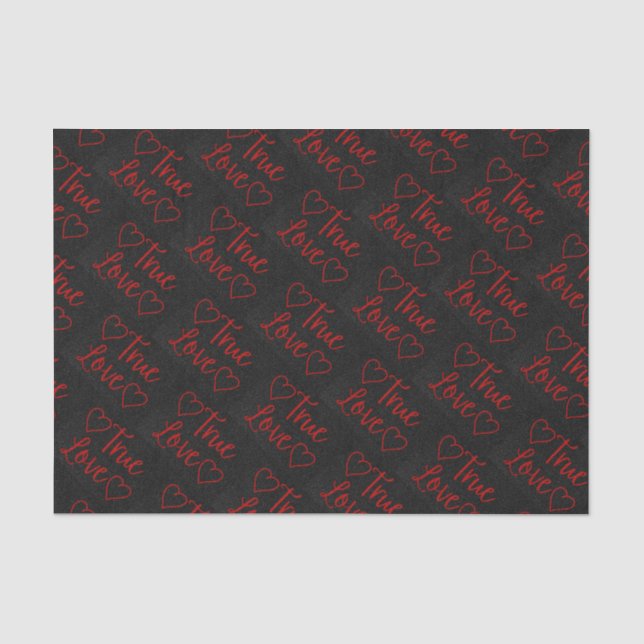 True Love Red Glitter Valentine's Tissue Paper (Front)