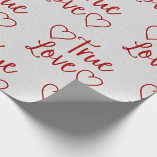 True Love Red Glitter Valentine's Wrapping Paper