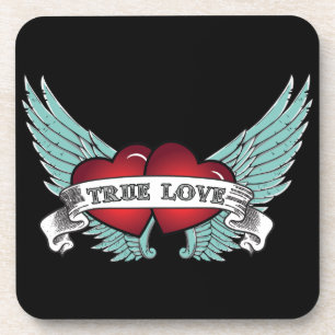 True Love Rockabilly Winged Heart Coaster