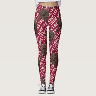 True Love Rose Romantic Valentine's Day B&W Leggin Leggings