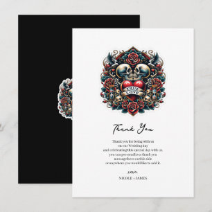True Love Skeleton Heart Tattoo Wedding Thank You Invitation