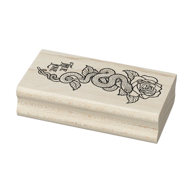 TRUE LOVE Snake on Rose Rubber Stamp (Stamp)