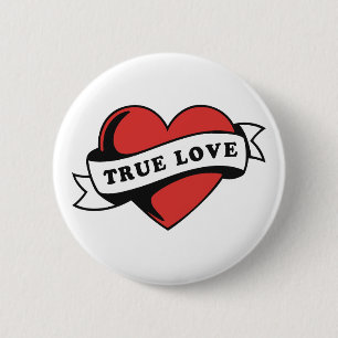 True Love Tattoo Heart Classic Romance Design 6 Cm Round Badge