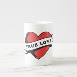 True Love Tattoo Heart Classic Romance Design Bone China Mug