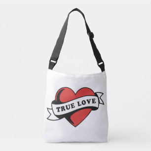 True Love Tattoo Heart   Classic Romance Design Crossbody Bag