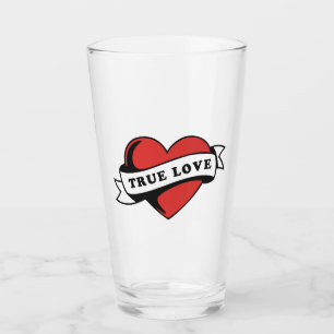 True Love Tattoo Heart Classic Romance Design Glass