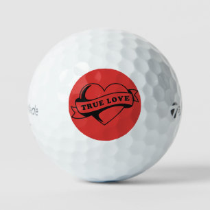 True Love Tattoo Heart   Classic Romance Design Golf Balls