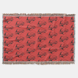 True Love Tattoo Heart Classic Romance Design Throw Blanket