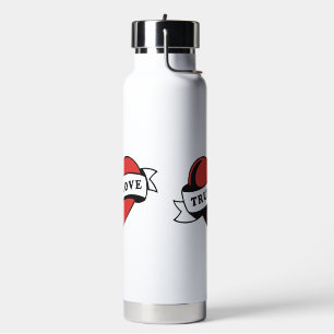 True Love Tattoo Heart Classic Romance Design Water Bottle