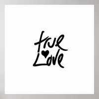 "True Love" Typography and Painted Heart