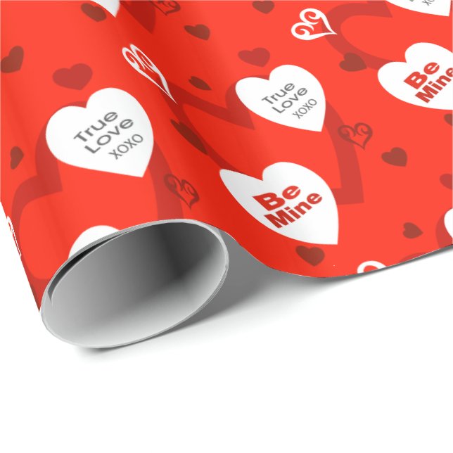 True Love Valentines Hearts  Wrapping Paper (Roll Corner)