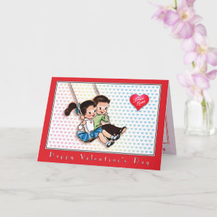 True Love Vintage Valentine's Day Colourful Hearts Card