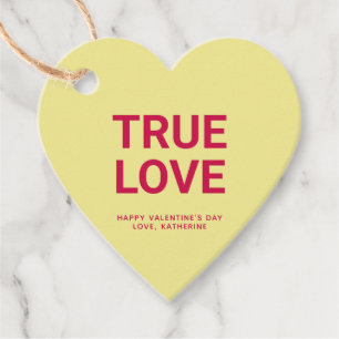 True love yellow heart cute Valentine's Day custom Favour Tags