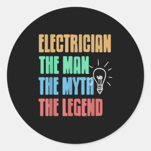 True Master Power Icon Humour Legend Electrician  Classic Round Sticker