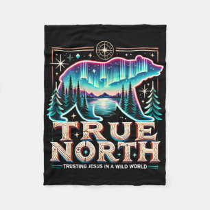 True North Comp Bear Christian Outdoor Faith Summe Fleece Blanket