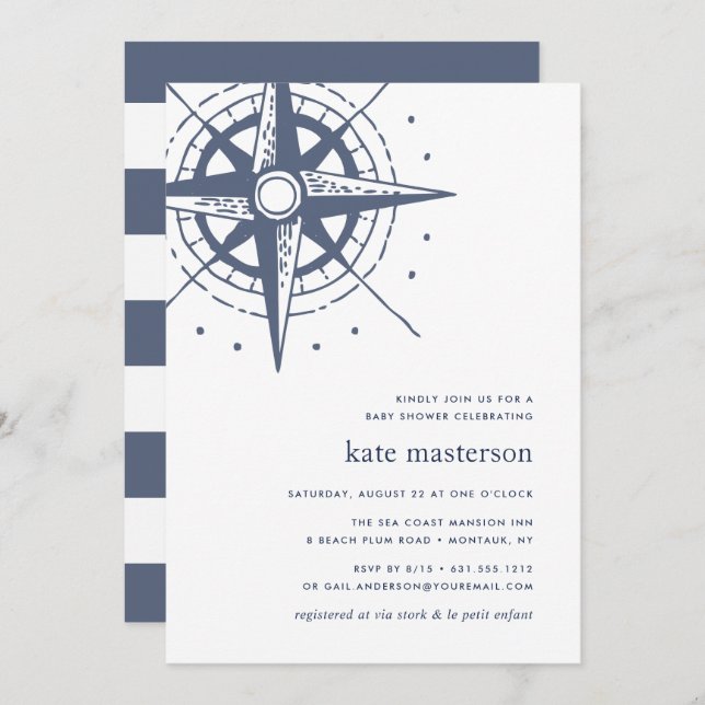 True North | Nautical Baby Shower Invitation (Front/Back)