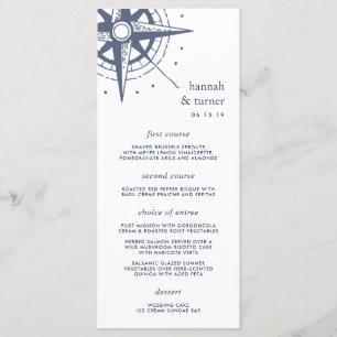 True North Nautical Compass Wedding Menu Card