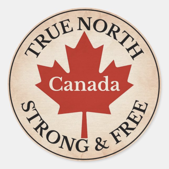 True North Strong and Free Classic Round Sticker (Front)