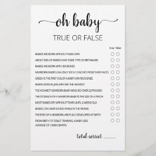 True or False Game Baby Trivia game with Answers