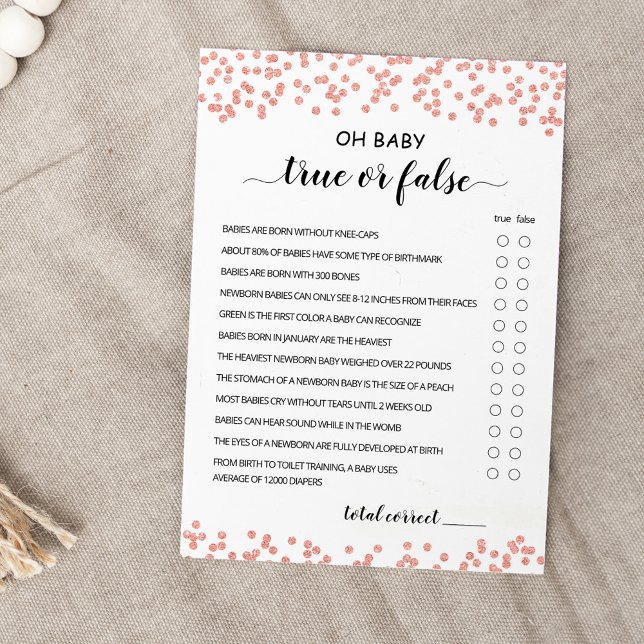 True Or False Game with Answers Baby Shower Card (Creator Uploaded)