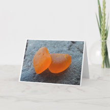 True Orange Sea Glass Nuggets Greeting Card