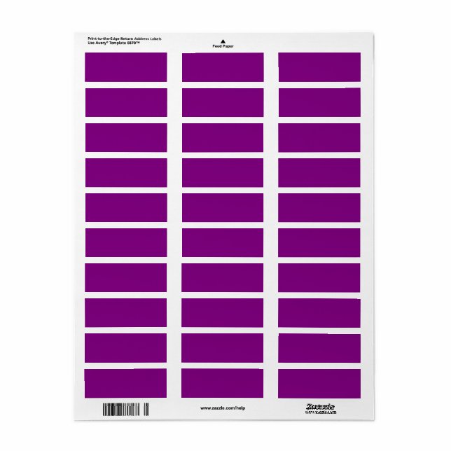 True Purple Return Address Label (Full Sheet)