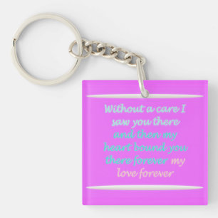 True Romance poem pattern pink Key Ring