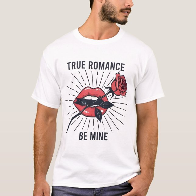True Romance Rose and Lips Retro Graphic T-Shirt (Front)