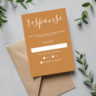 True Simplicity 1 Apricot Minimalist Wedding RSVP Card
