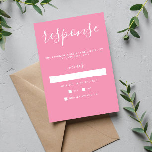True Simplicity 1 Ballet Pink Minimalist Wedding RSVP Card