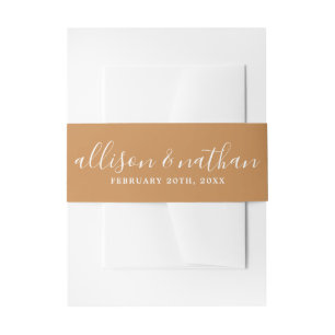 True Simplicity 1 Bride and Groom Apricot Wedding Invitation Belly Band