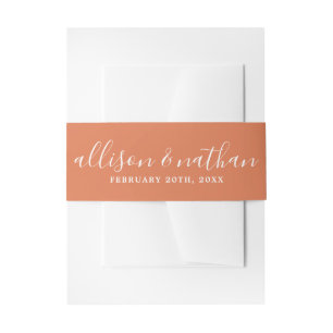 True Simplicity 1 Bride and Groom Coral Wedding Invitation Belly Band