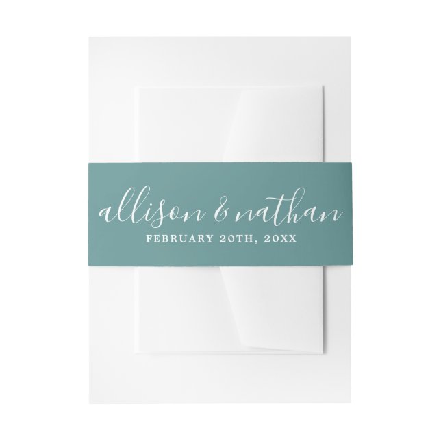 True Simplicity 1 Bride and Groom Duck Egg Wedding Invitation Belly Band (Front Example)