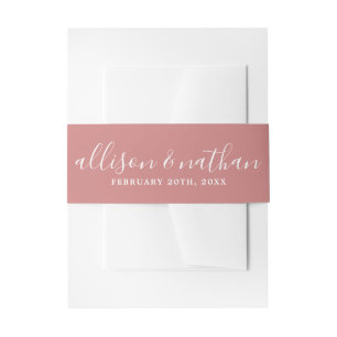 True Simplicity 1 Bride Groom Dusty Rose Wedding Invitation Belly Band
