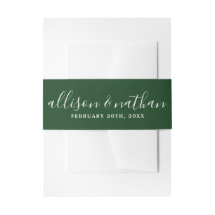 True Simplicity 1 Bride Groom Evergreen Wedding Invitation Belly Band