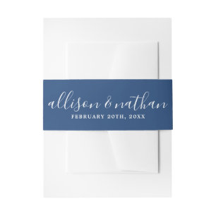 True Simplicity 1 Bride Groom True Blue Wedding Invitation Belly Band