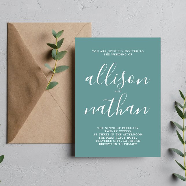 True Simplicity 1 Duck Egg Minimalist Wedding Invitation (Creator Uploaded)