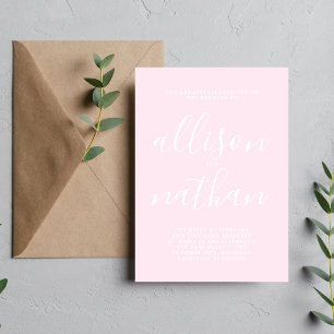 True Simplicity 1 Primrose Pink Minimalist Wedding Invitation