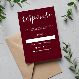 True Simplicity 1 Rosewood Minimalist Wedding RSVP Card