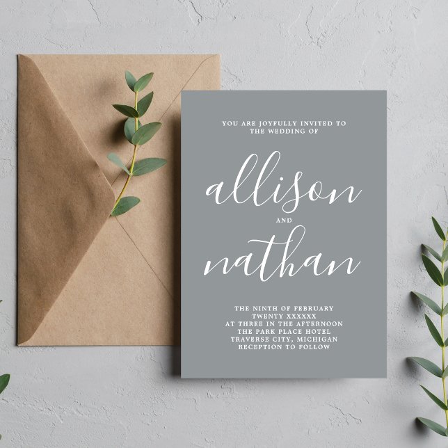 True Simplicity 1 Stone Script Minimalist Wedding Invitation (Creator Uploaded)