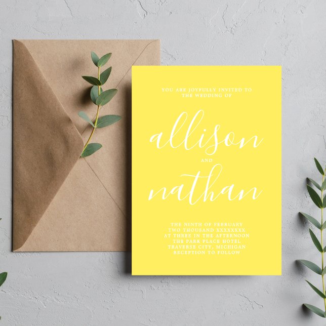 True Simplicity 1 Sunflower Minimalist Wedding Invitation (Creator Uploaded)