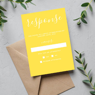 True Simplicity 1 Sunflower Yellow Minimal Wedding RSVP Card