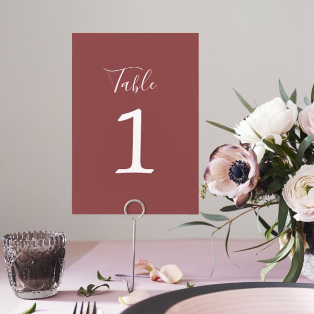 True Simplicity 1 Wedding Marsala Table Number (Creator Uploaded)